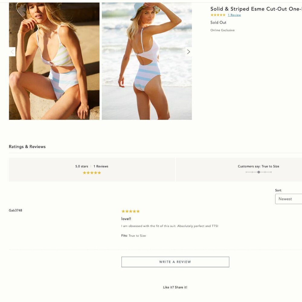 NWT ANTHROPOLOGIE SOLID & STRIPED "The Esme One-Piece" HTF Sold out! - Picture 15 of 16